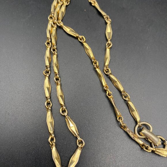 Vintage Gold Filigree Mandala Pendant Necklace 24" Bar Link Chain Intricate - Picture 6 of 8